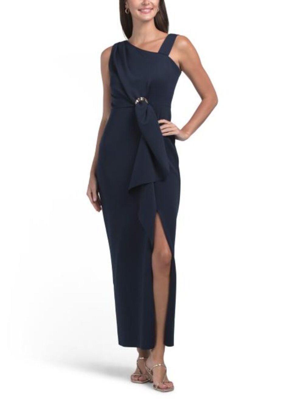 BETSY & ADAM Petite Made In Usa Long Tech Scuba Dress